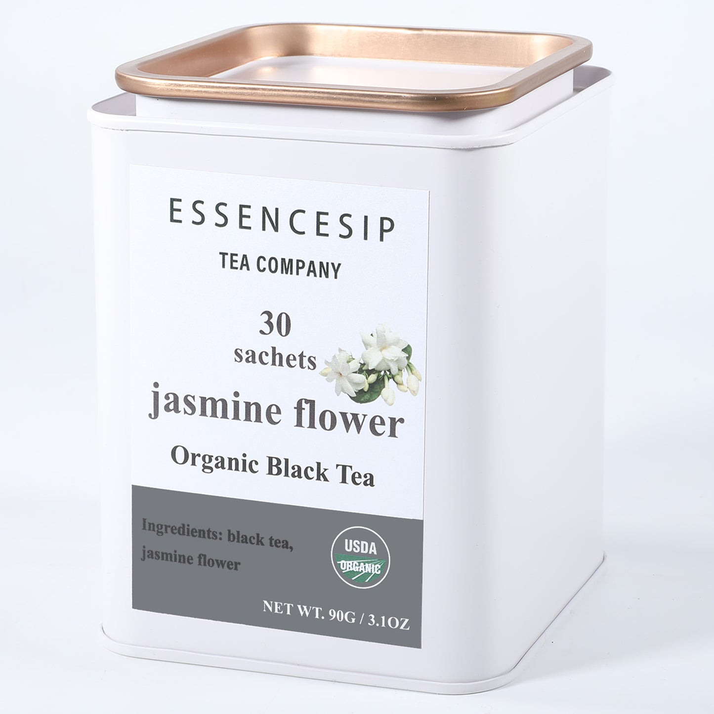 ESSENCESIP Organic Jasmine Black Tea Bags | Jasmine Flower Aroma | 30 Sachets