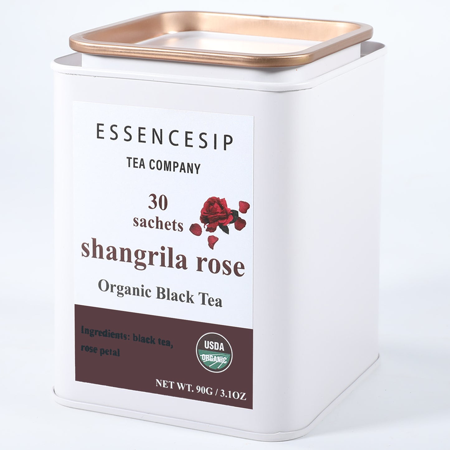 ESSENCESIP Organic Shangrila Rose Black Tea Bags | Shangrila Rose Aroma | 30 Sachets