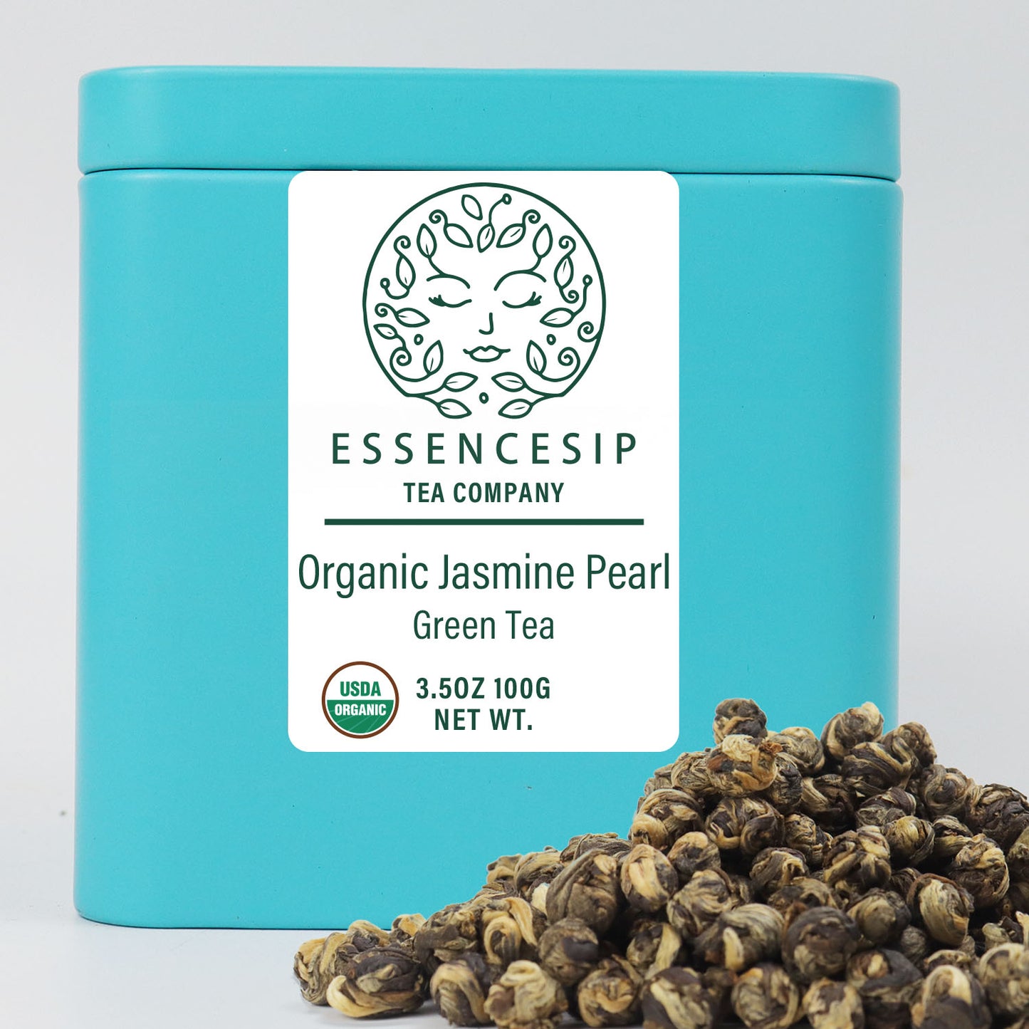 ESSENCESIP Organic Jasmine Pearl Tea 3.5 oz, Loose Leaf 100g