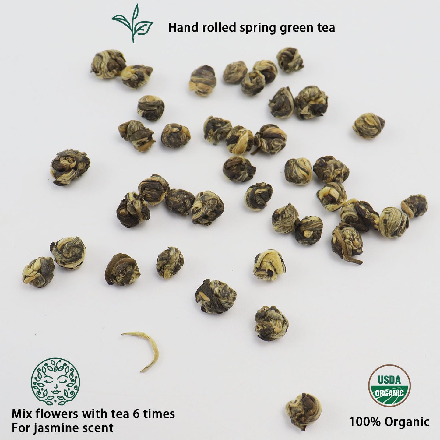 ESSENCESIP Organic Jasmine Pearl Tea 3.5 oz, Loose Leaf 100g