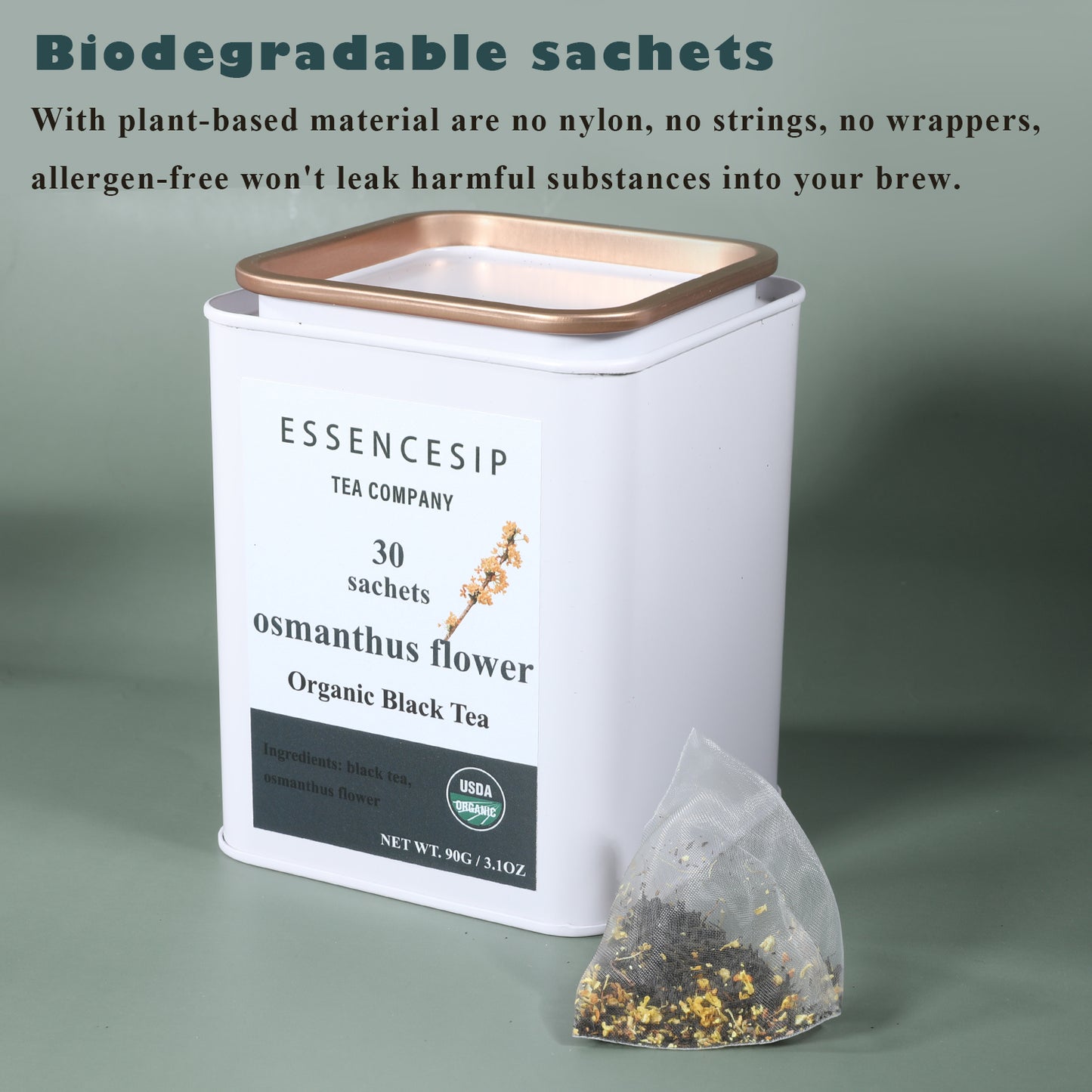 ESSENCESIP Organic Osmanthus Black Tea Bags | Osmanthus Flower Aroma | 30 Sachets